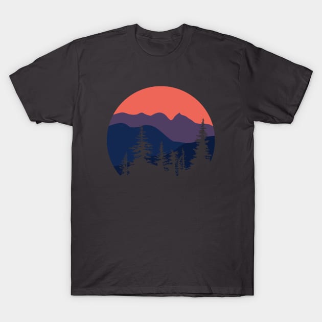 Mountain Sunset Orange Hues T-Shirt by DoctorWatsonDesigns